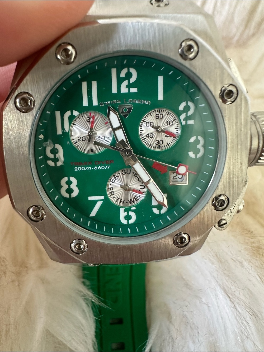 Swiss Legend Green and Silver Sport Chronograph Watch - Picture 2 of 6